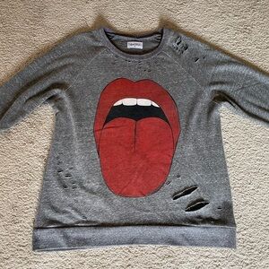 Lauren Moshi Gray Sweatshirt with Red Graphic